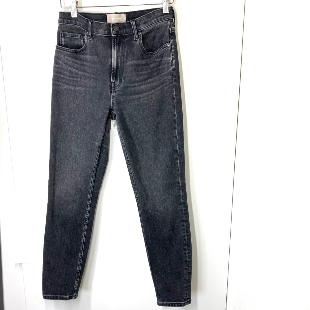 Everlane High Rise Jeans Womens 29 Washed Black Cotton Skinny Denim Mininalist